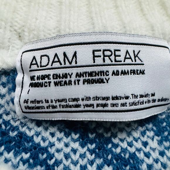 Adam Freak Unisex Cobalt Blue Psychedelic Swirl Groovy Crewneck Chunky Sweater M - Picture 10 of 11